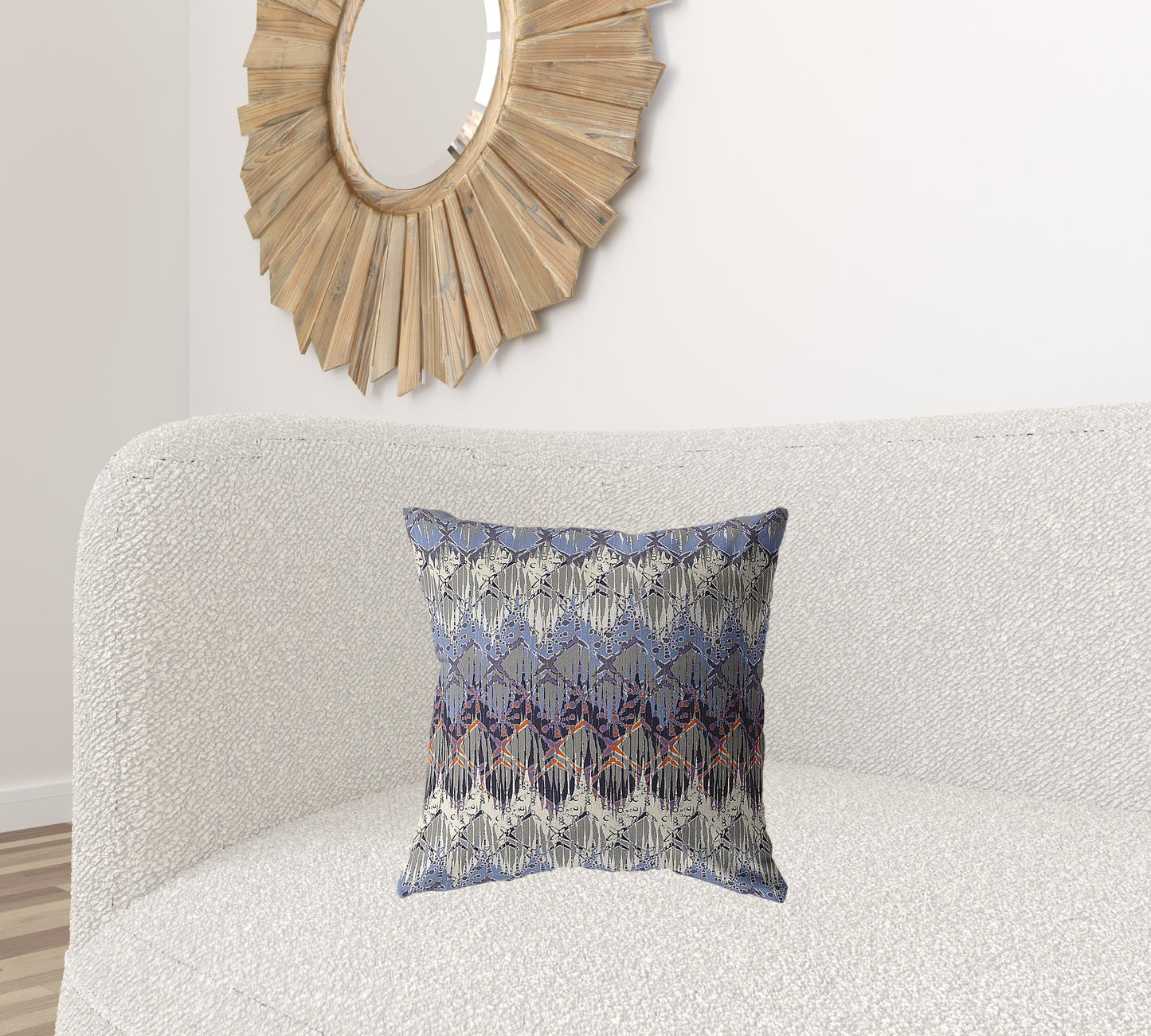 18” Blue Gray Hatch Decorative Suede Throw Pillow