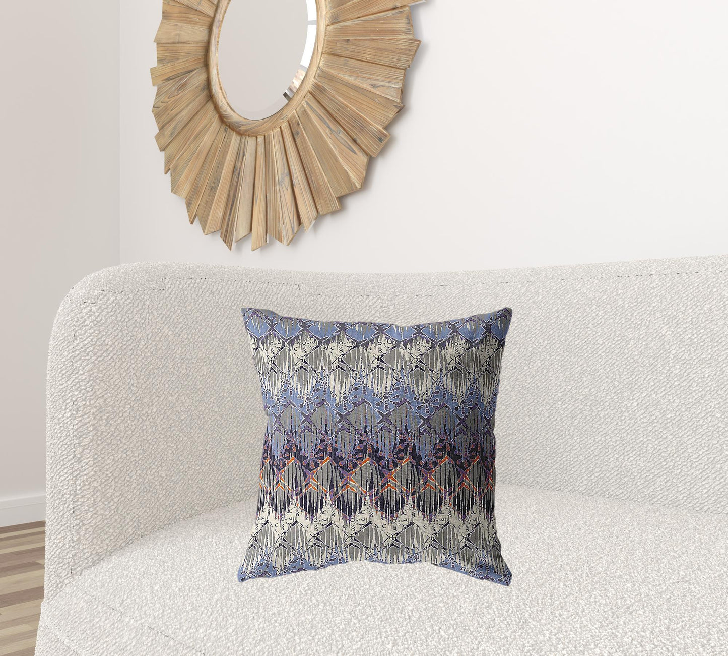 18” Blue Gray Hatch Decorative Suede Throw Pillow