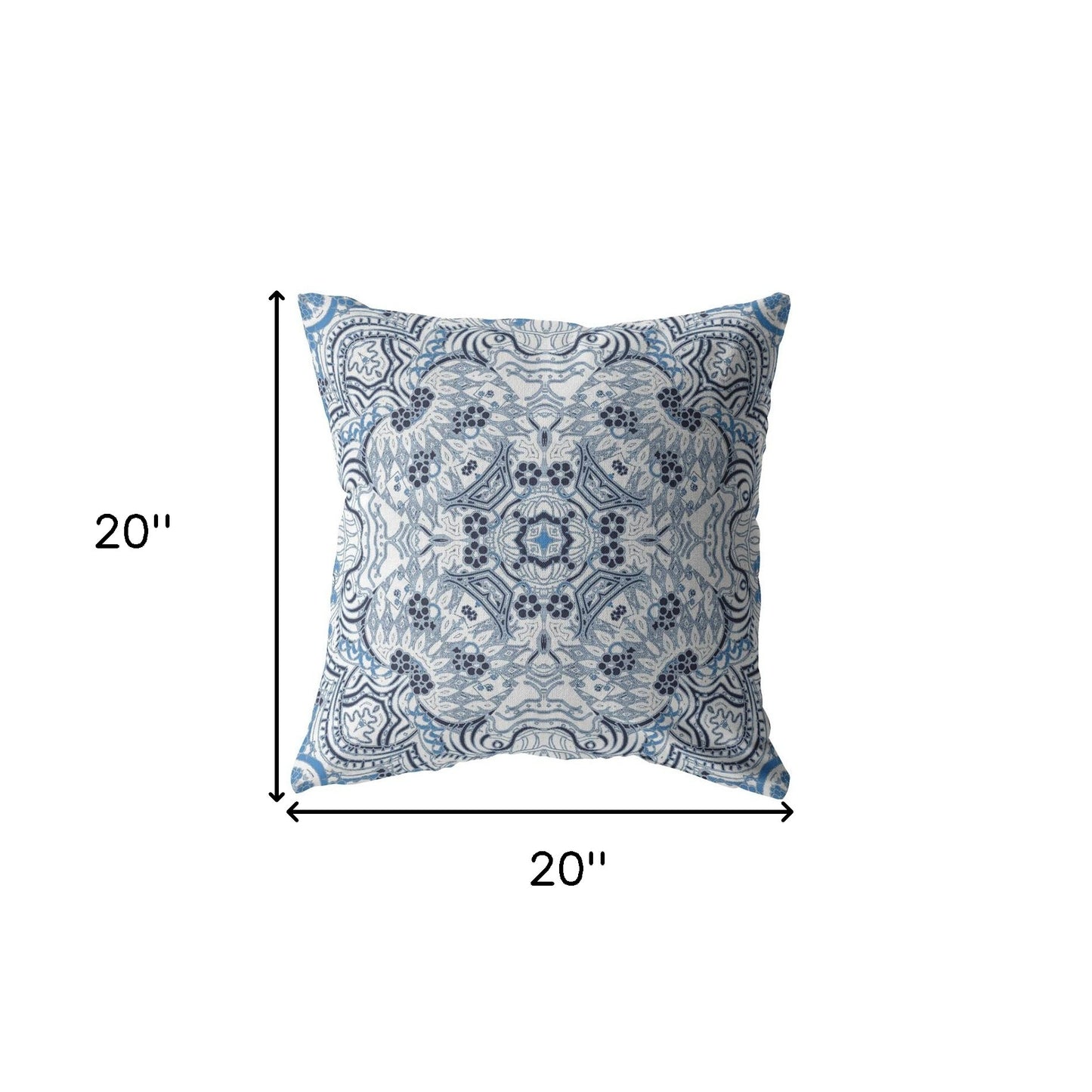 18” Light Blue Boho Ornate Suede Throw Pillow