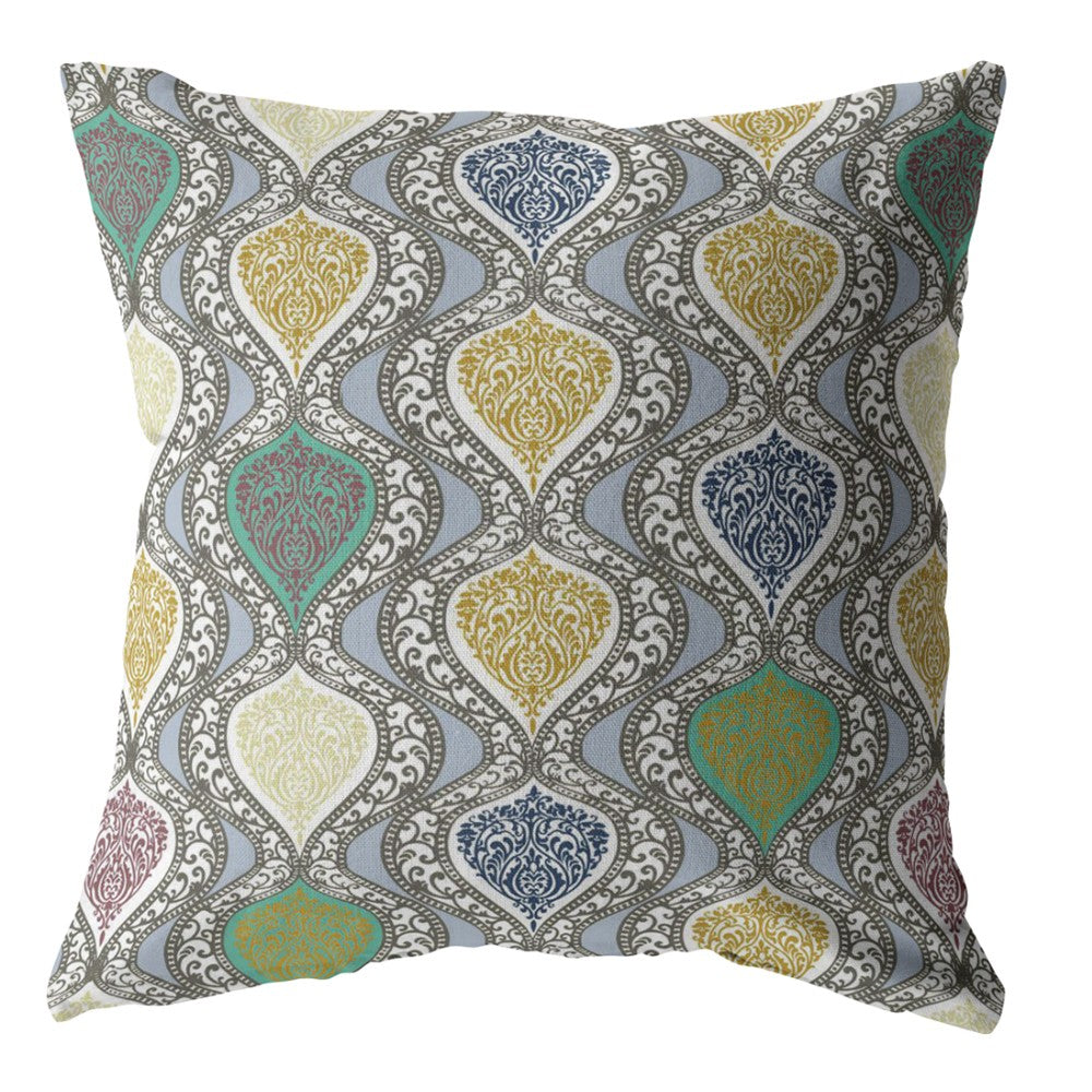 16” Gray Gold Ogee Decorative Suede Throw Pillow