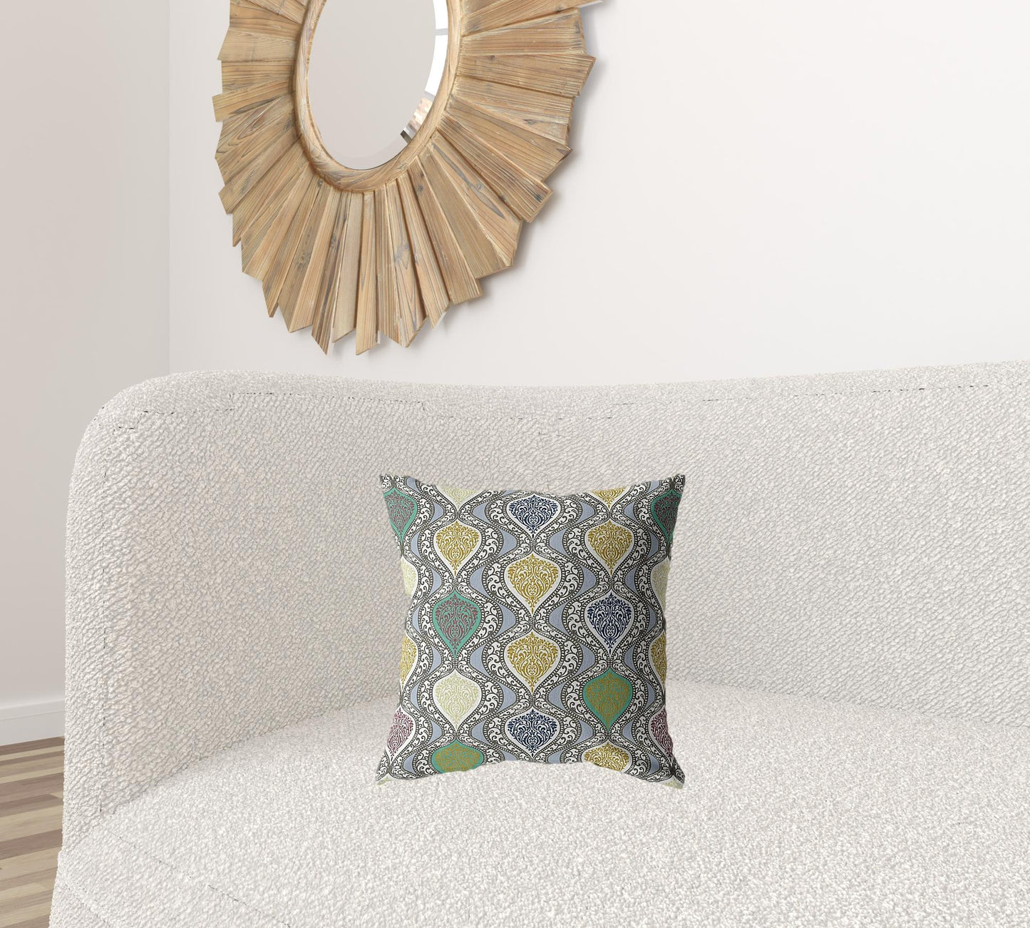 16” Gray Gold Ogee Decorative Suede Throw Pillow