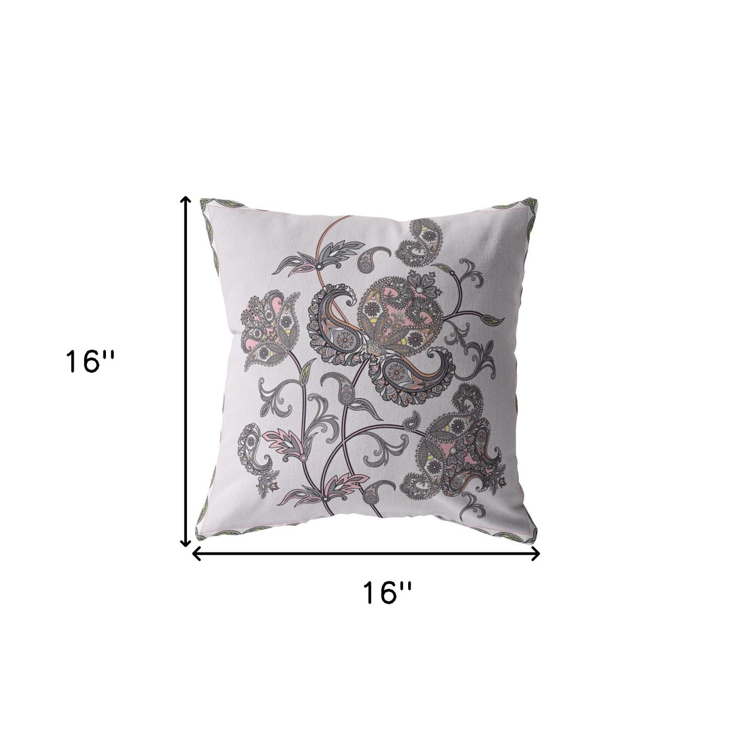 16” Gray White Wildflower Suede Throw Pillow