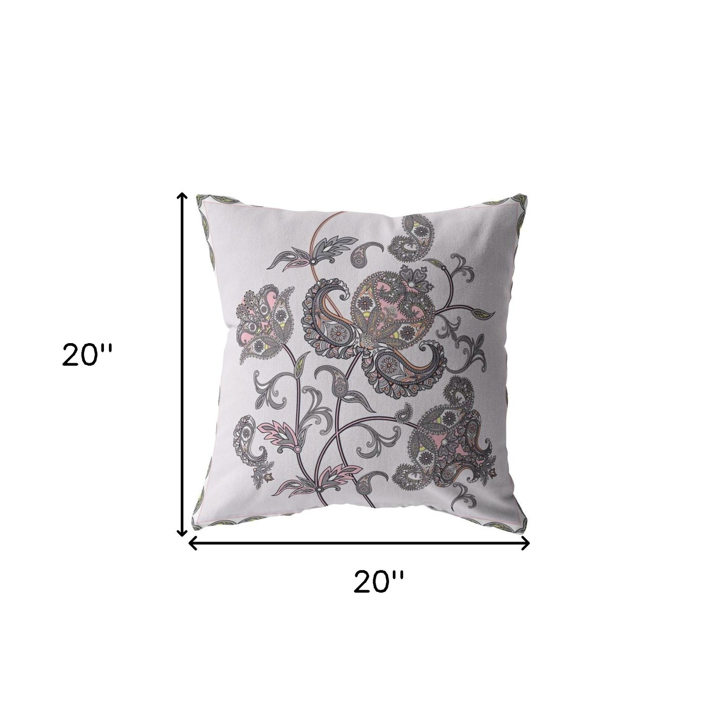 18” Gray White Wildflower Suede Throw Pillow
