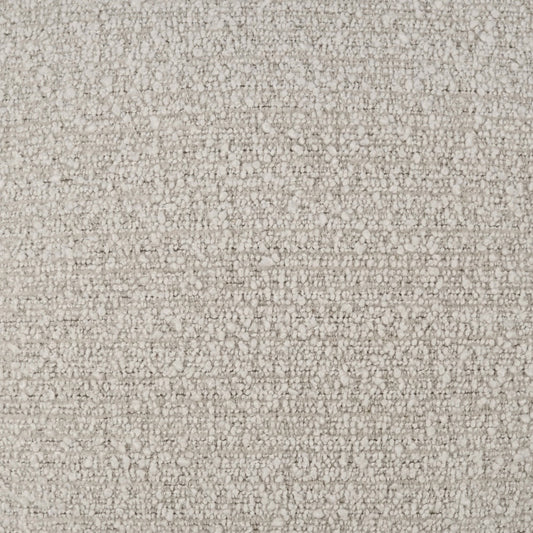 Beige boucle fabric close-up; soft, textured upholstery material with a speckled, looped surface.