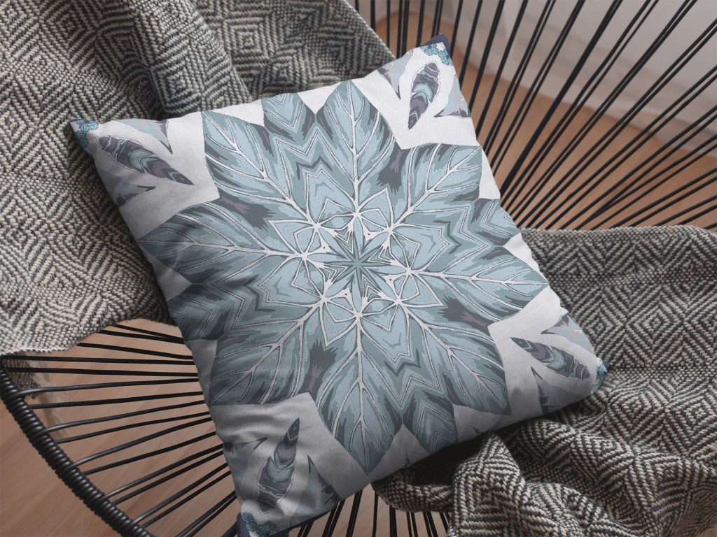 16" Blue Floral Forest Suede Throw Pillow