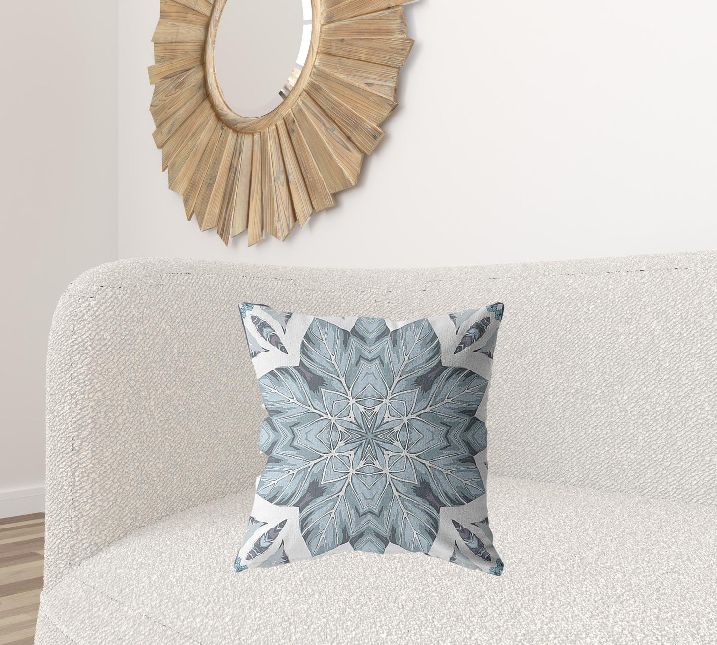 18" Blue Floral Forest Suede Throw Pillow