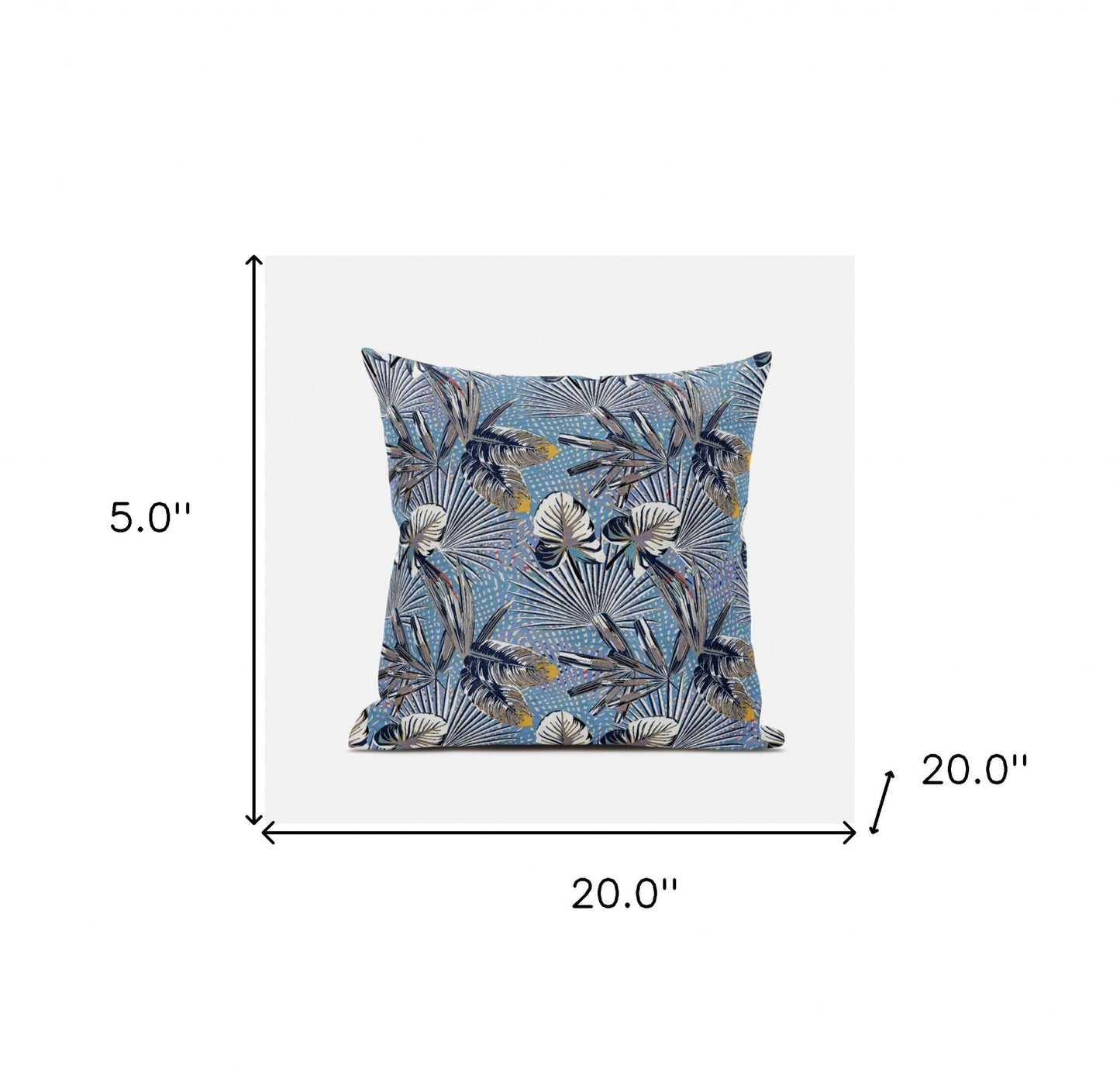 18” Gray Blue Tropical Zippered Suede Throw Pillow