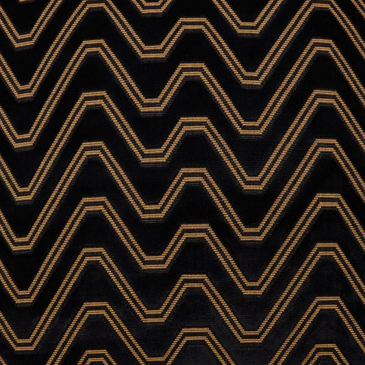 D.V. KAP HOME 4138-YARD Citadel Fabric Abstract, Glam, Chevron  Black   - Citadel
