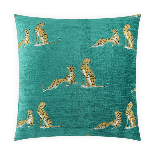 D.V. KAP HOME   24" x 24" Little Iris Pillow - Aquamarine Animal, Novelty, Transitional    - 4142-A-2424