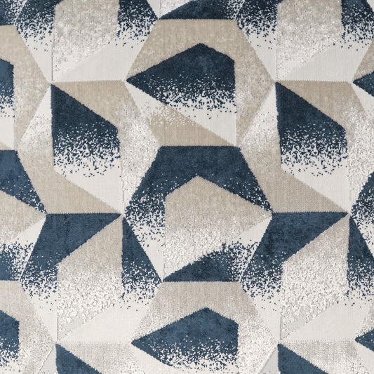 D.V. KAP HOME 4143-YARD Cajon Fabric Geometric, Modern, Abstract, Glam  Slate Blue   - Cajon