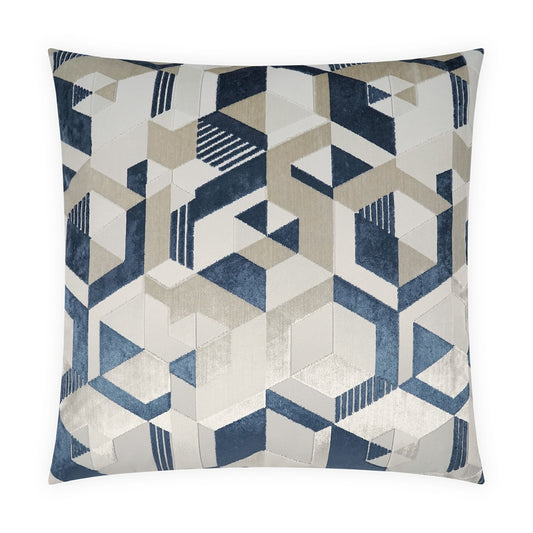 D.V. KAP HOME   24" x 24" Delaware Pillow - Blue Geometric, Modern, Abstract, Glam    - 4144-B-2424