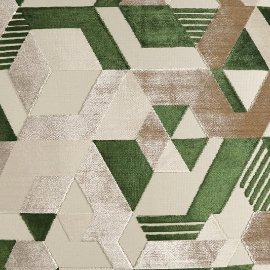 D.V. KAP HOME 4144-E-YARD Delaware Fabric - Emerald Geometric, Modern, Abstract, Glam  Green   - Delaware