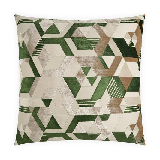 D.V. KAP HOME   24" x 24" Delaware Pillow - Emerald Geometric, Modern, Abstract, Glam    - 4144-E-2424