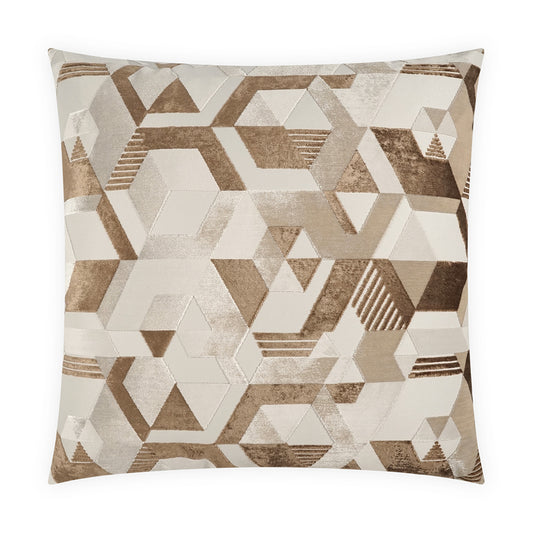 D.V. KAP HOME   24" x 24" Delaware Pillow - Taupe Geometric, Modern, Abstract, Glam    - 4144-T-2424