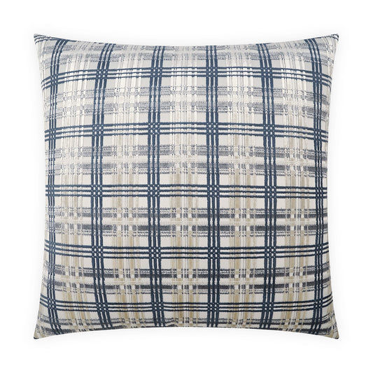 D.V. KAP HOME   24" x 24" Cotati Pillow - Blue Plaid - Check, Glam, Transitional    - 4145-B-2424