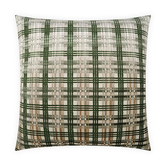 D.V. KAP HOME   24" x 24" Cotati Pillow - Emerald Plaid - Check, Glam, Transitional    - 4145-E-2424