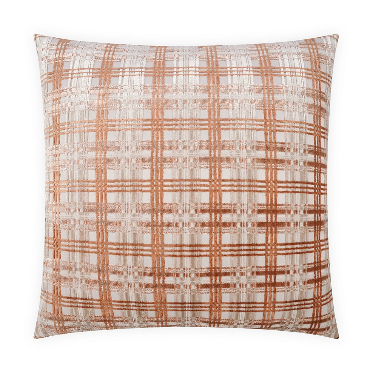 D.V. KAP HOME   24" x 24" Cotati Pillow - Salmon Plaid - Check, Glam, Transitional    - 4145-S-2424
