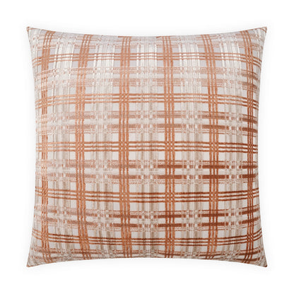 D.V. KAP HOME   24" x 24" Cotati Pillow - Salmon Plaid - Check, Glam, Transitional    - 4145-S-2424