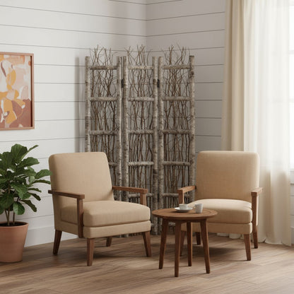 Earthy Birch and Twig Four Panel Room Divider Screen