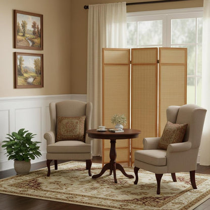 Natural Brown Bamboo Three Panel Room Divider Screen