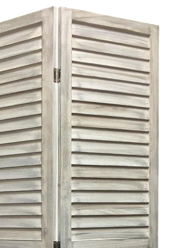 67" White Solid Wood Folding Three Panel Screen Room Divider