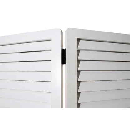 67" White Solid Wood Folding Three Panel Screen Room Divider