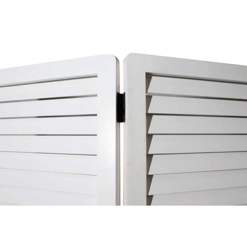 67" White Solid Wood Folding Three Panel Screen Room Divider