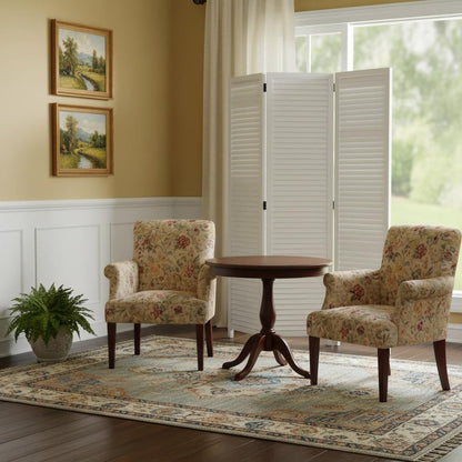 White Louvered Three Panel Room Divider Screen