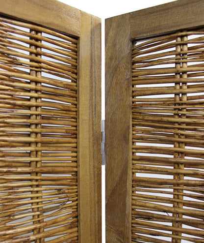 67" Brown Folding Four Panel Screen Room Divider