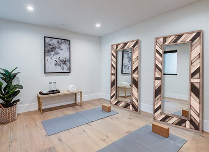 71" Ivory and Gray Wood Framed Leaning Accent Mirror