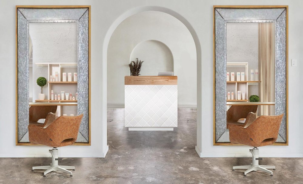 84" Gray Brown Metal and Wood Framed Leaning Accent Mirror