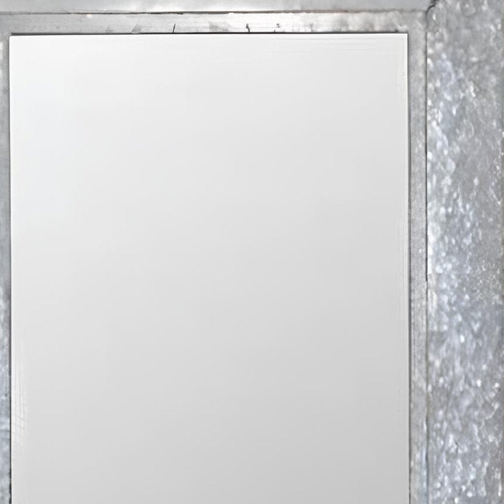84" Gray Brown Metal and Wood Framed Leaning Accent Mirror