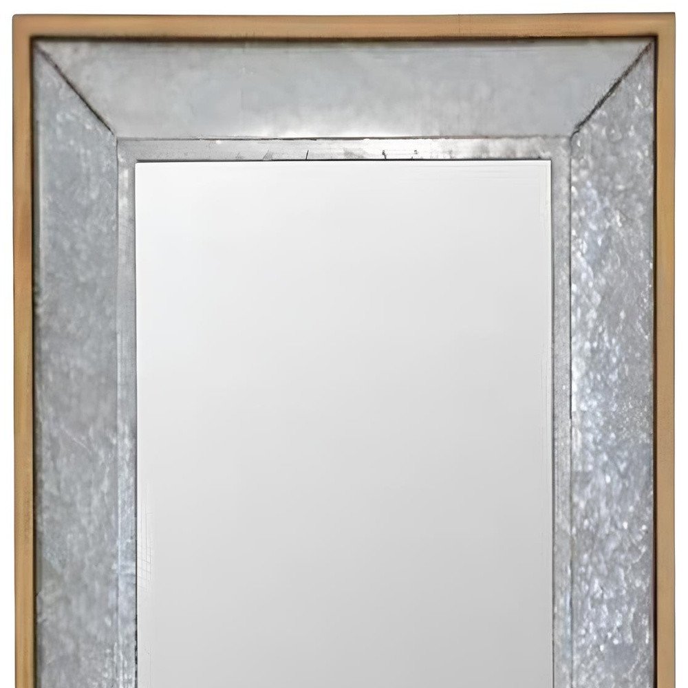 84" Gray Brown Metal and Wood Framed Leaning Accent Mirror