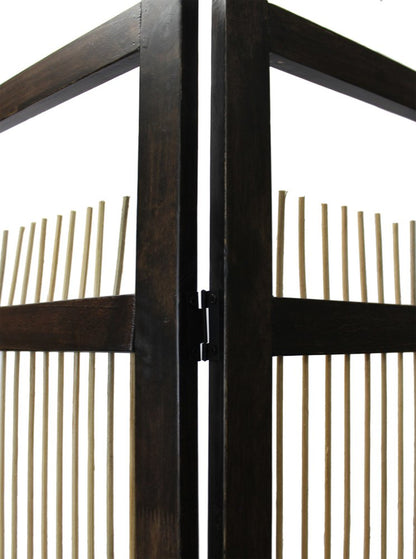 72" Brown Folding Three Panel Screen Room Divider