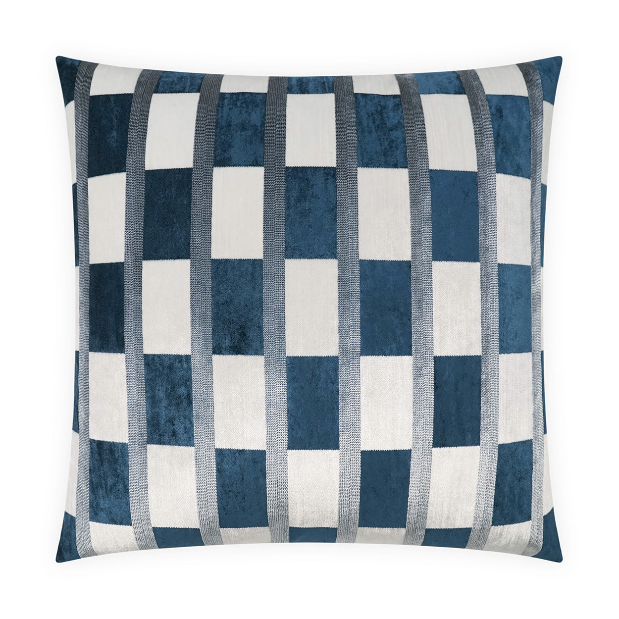 D.V. KAP HOME   24" x 24" Root Pillow - Blue Plaid - Check, Glam, Transitional    - 4151-B-2424