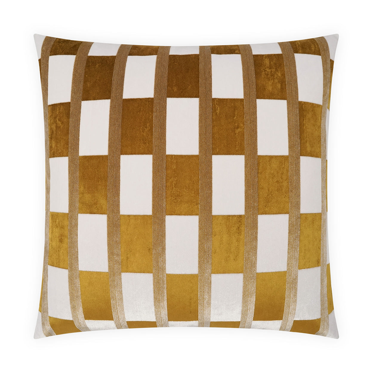 D.V. KAP HOME   24" x 24" Root Plaid - Check, Glam, Transitional    - 4151-M-2424