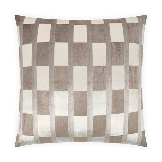 D.V. KAP HOME   24" x 24" Root Pillow - Pearl Plaid - Check, Glam, Transitional    - 4151-P-2424