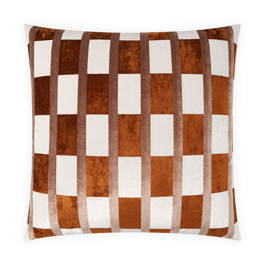 D.V. KAP HOME   24" x 24" Root Pillow - Rust Plaid - Check, Glam, Transitional    - 4151-R-2424