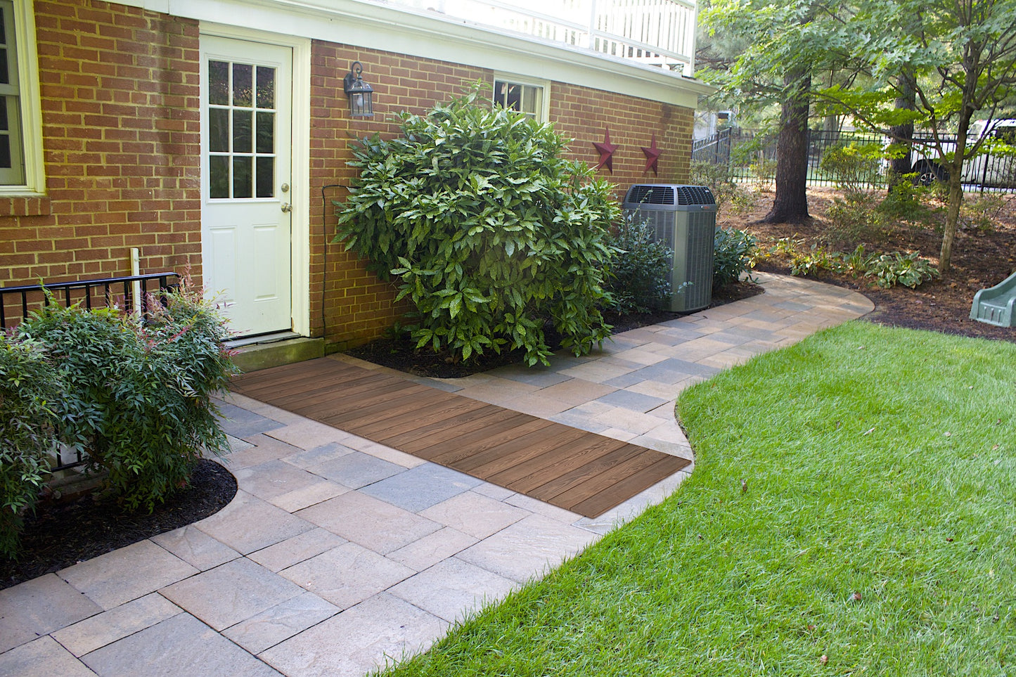 Rustic Dark Brown Roll Out Indoor Outdoor Wood Floor Mat