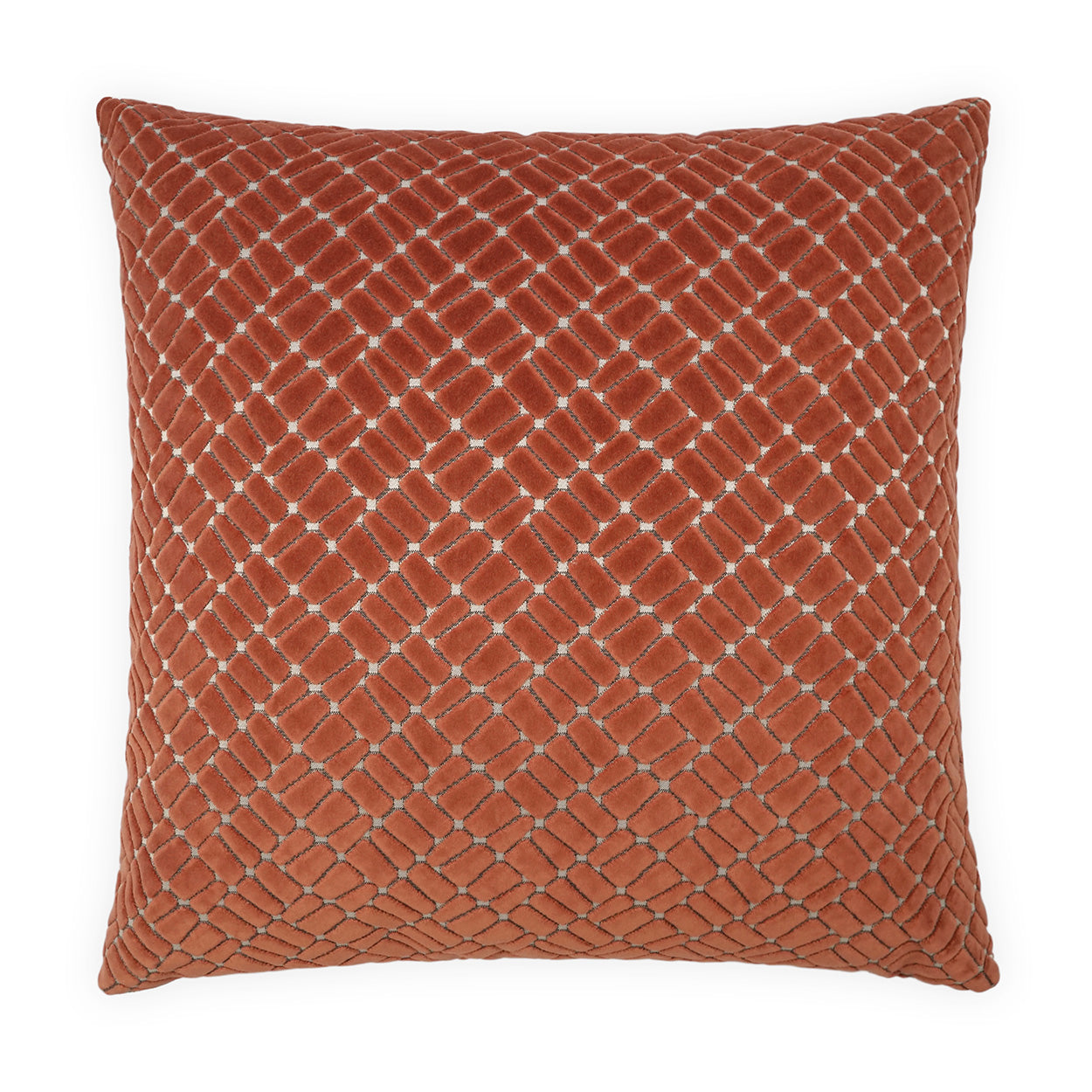 D.V. KAP HOME   24" x 24" Melvin Pillow - Coral Geometric, Traditional, Textured    - 4154-C-2424
