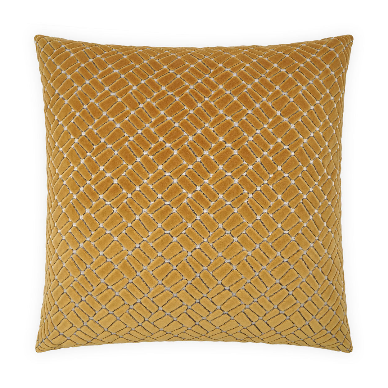 D.V. KAP HOME   24" x 24" Melvin Pillow - Mustard Geometric, Traditional, Textured    - 4154-M-2424