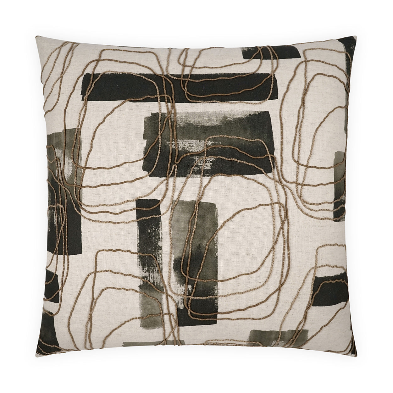 D.V. KAP HOME   24" x 24" Freeform Pillow - Ink Abstract, Global, Modern    - 4158-I-2424