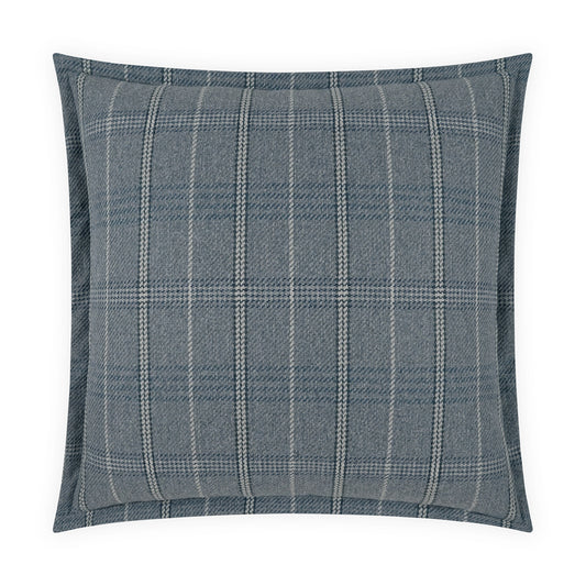 D.V. KAP HOME   24" x 24" Harken Pillow - Denim Farmhouse, Plaid - Check    - 4166-D-2424
