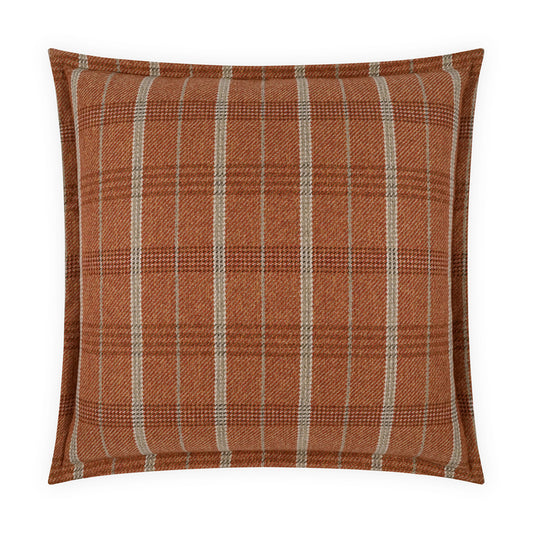 D.V. KAP HOME   24" x 24" Harken Pillow - Rust Farmhouse, Plaid - Check    - 4166-R-2424