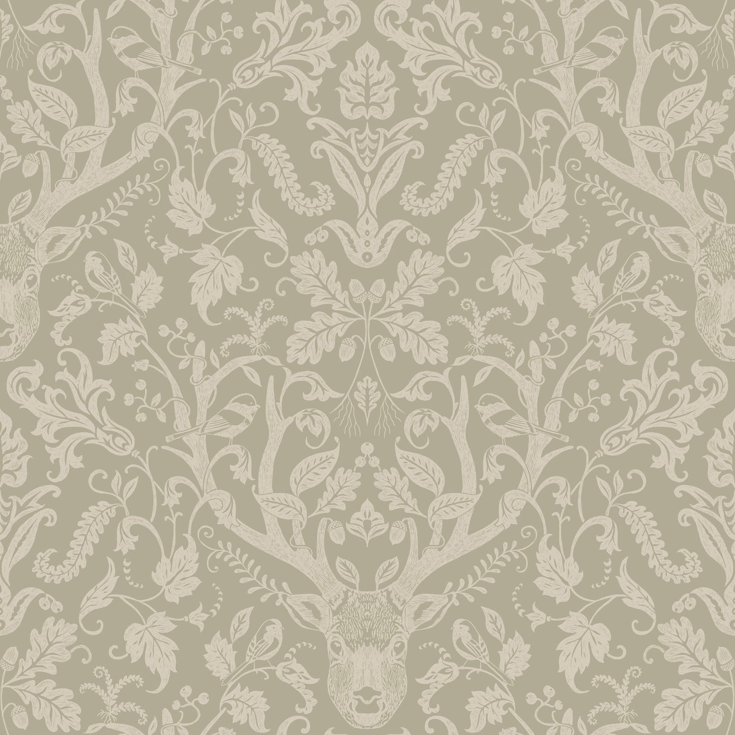 York Wallcoverings Chesapeake Kiwassa Sage Antler Damask Wallpaper Animals Lodge Sage  Wallpaper - 4169-12706