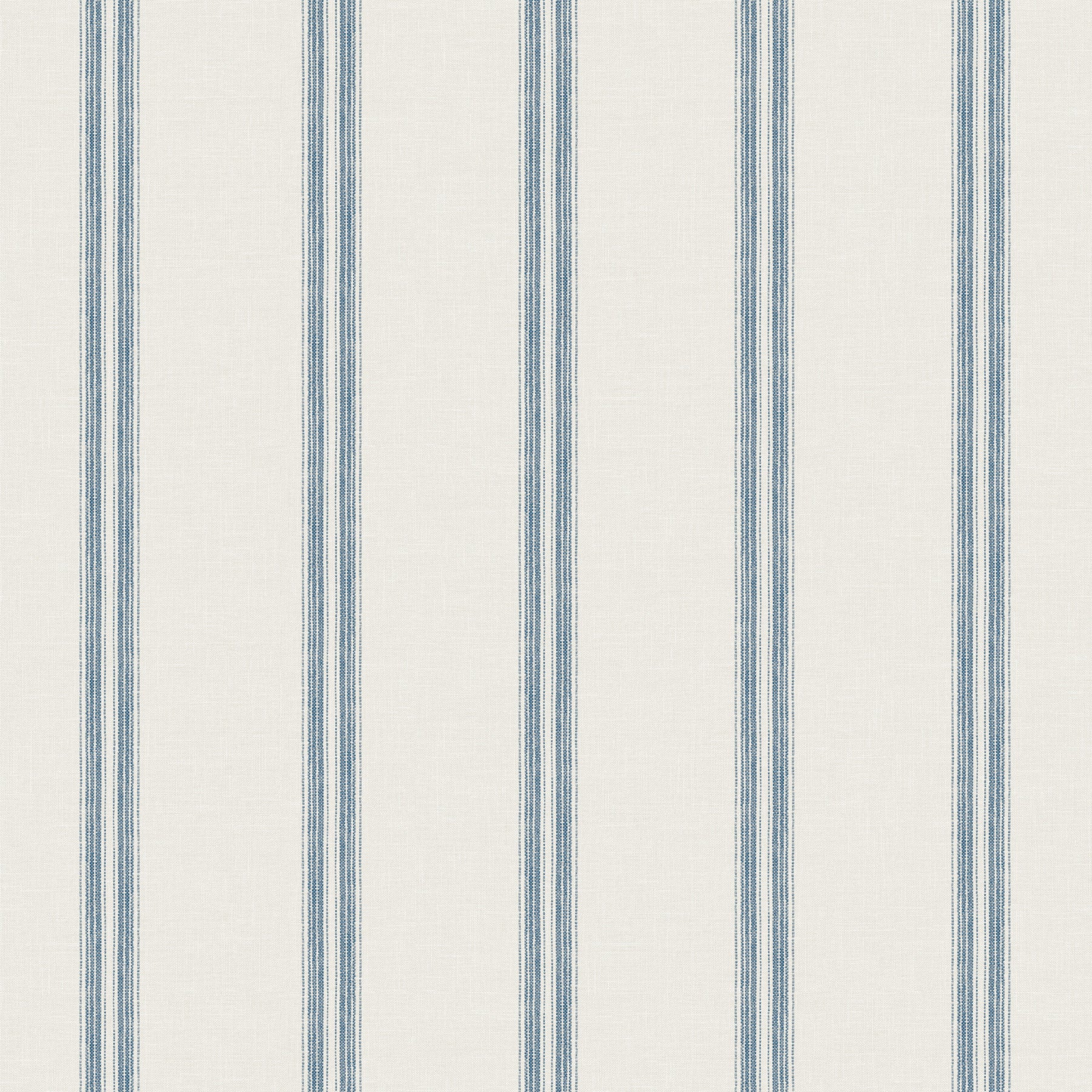 Wallpaper with a light background and slim vertical navy-blue stripes.
