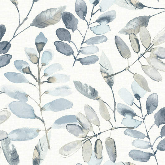 York Wallcoverings Chesapeake Pinnate Blue Leaves Wallpaper Botanical Traditional Blue  Wallpaper - 4169-13908