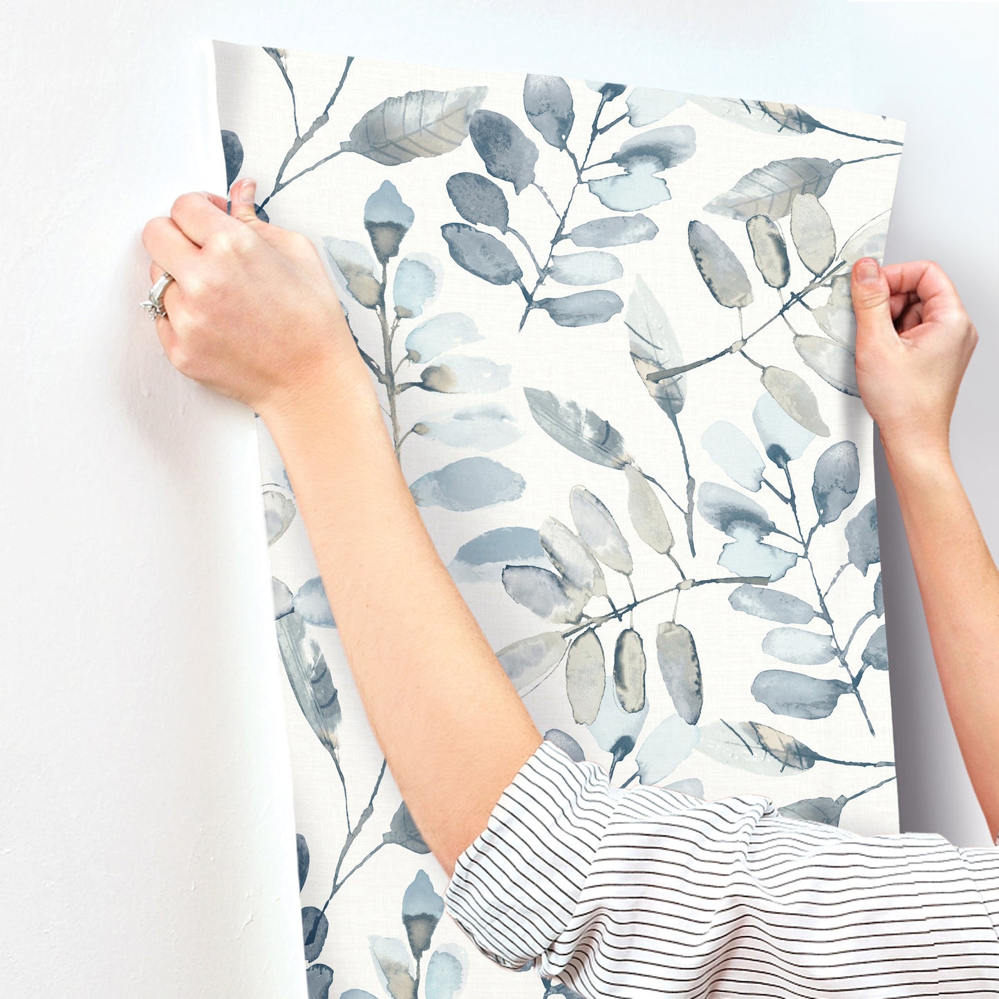 York Wallcoverings Chesapeake Pinnate Blue Leaves Wallpaper Botanical Traditional Blue  Wallpaper - 4169-13908