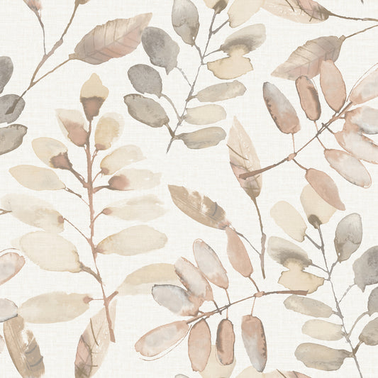 York Wallcoverings Chesapeake Pinnate Salmon Leaves Wallpaper Botanical Traditional Salmon  Wallpaper - 4169-13912