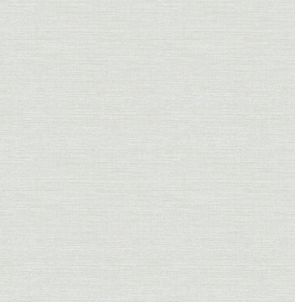 Light blue faux grasscloth wallpaper texture with subtle horizontal weave lines.